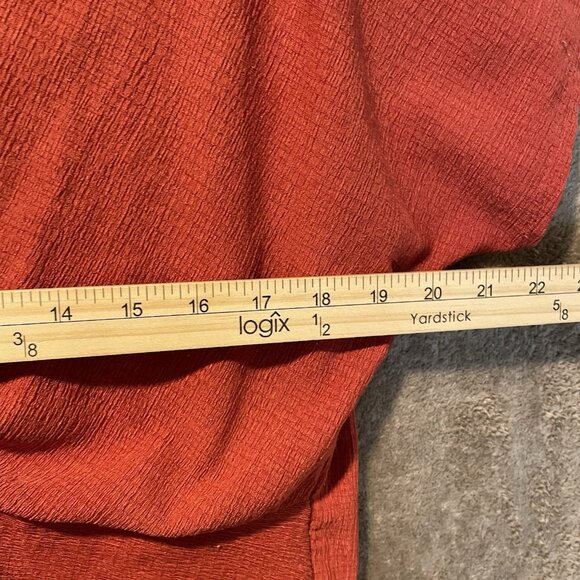 Zara Shirt Women's Medium Twist Front Burnt Orange Deep Vneck Top Scrunched - Picture 5 of 6